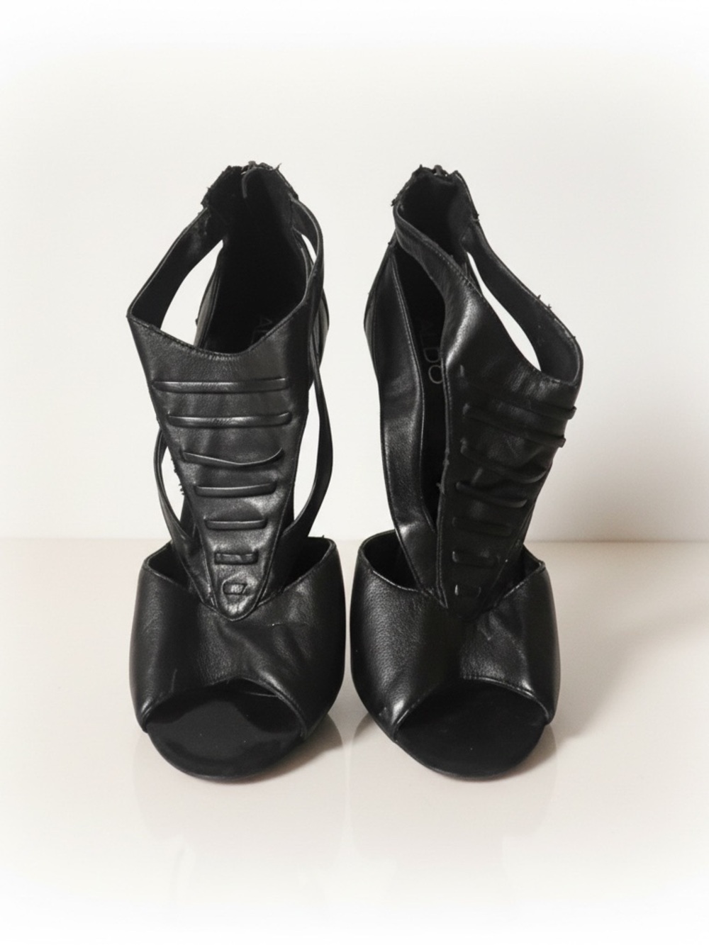 Aldo Black Cutout Peep-Toe Heels